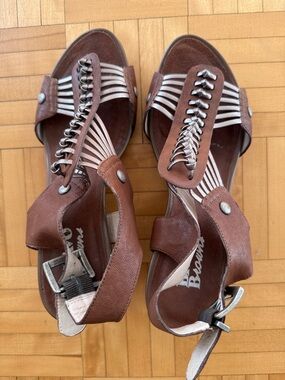 Brown Braided Strap Women's Sandals
